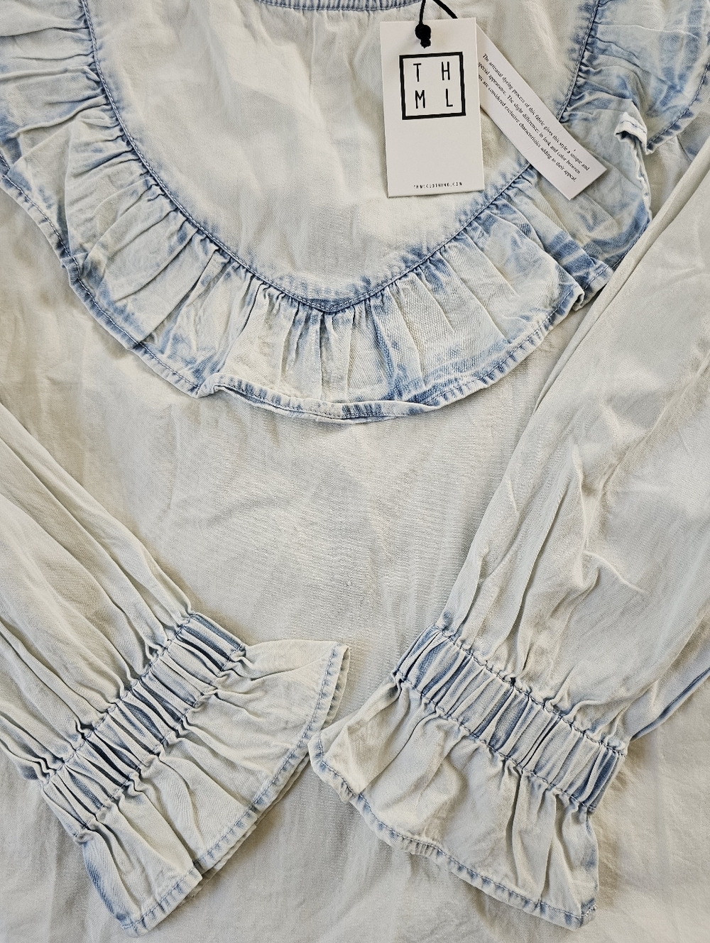 THML Light Blue Ruffle Long Sleeve Top - Picture 7 of 9
